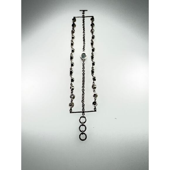 Aquamarine Pearl Sterling Handmade Chain Multi Strand Bracelet 925 Silver - Picture 3 of 5